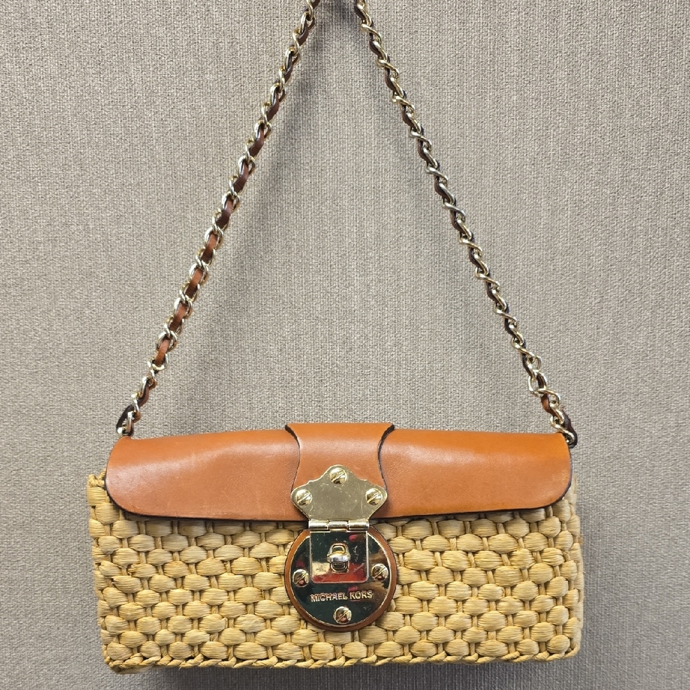Michael Kors Tan and Brown Woven Shoulder Bag